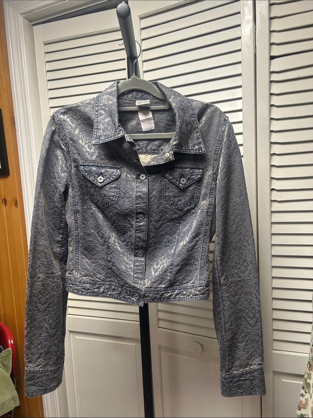 Demin jacket  Metallic blue Lace-Effect Jacket